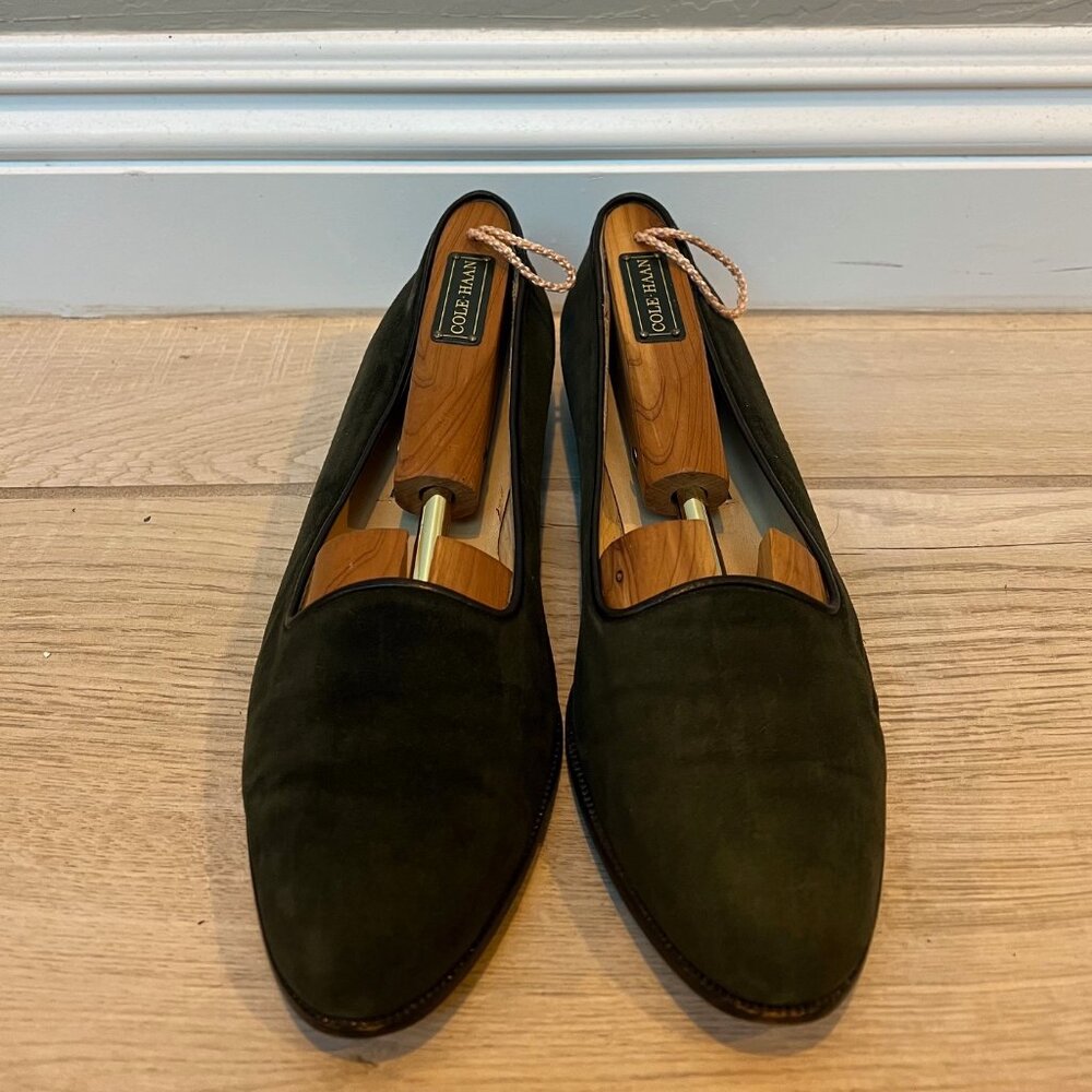 Vintage Cole Haan Green Suede Slip-On Loafers 7.5